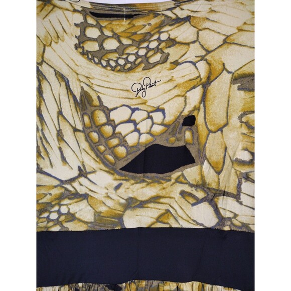 Baby Phat Tan Black Stretchy Belted Short-Sleeve Midi Dress Small Deep v-neck - Picture 9 of 11